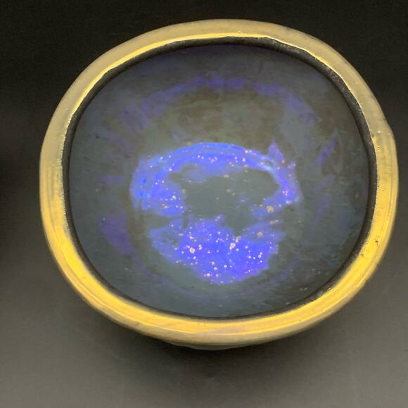 Candone Wharton Raku Pottery Basketweave & Glaze Vessel Bowl SIGNED with Lid - Picture 7 of 16